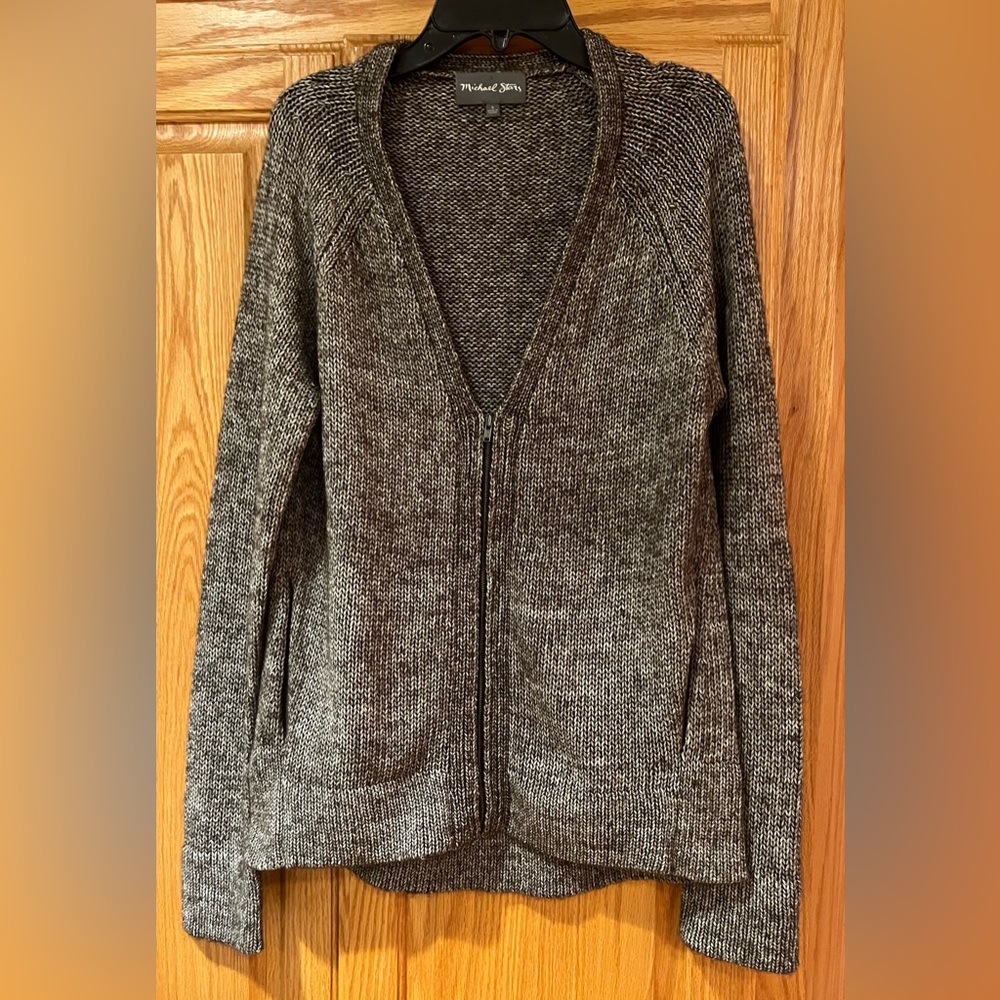 Michael Stars Zipper Cardigan Sweater w/ Pockets in Java Brown Size Small‎
